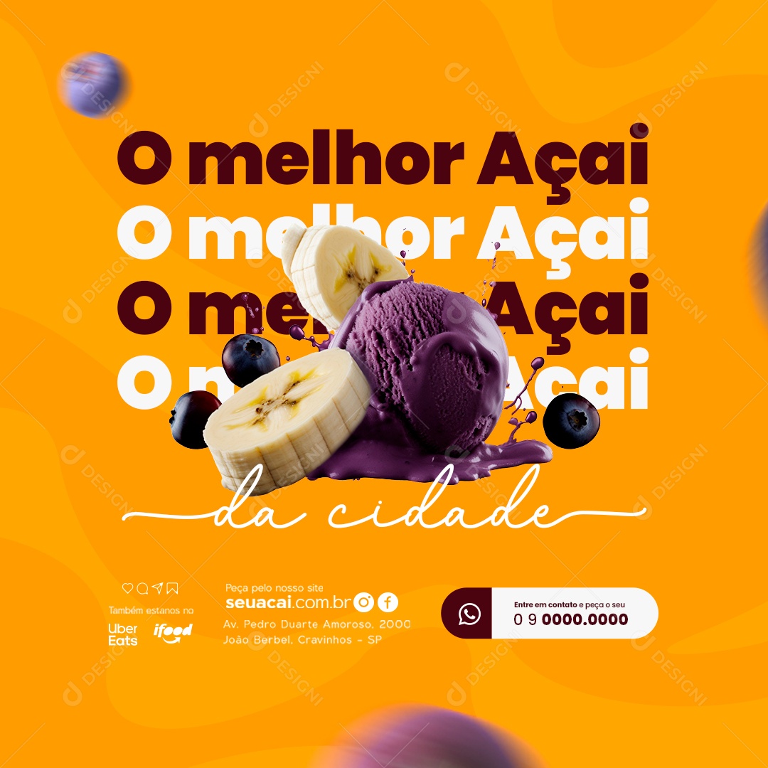 Açaiteria O Melhor Açaí da Cidade Social Media PSD Editável