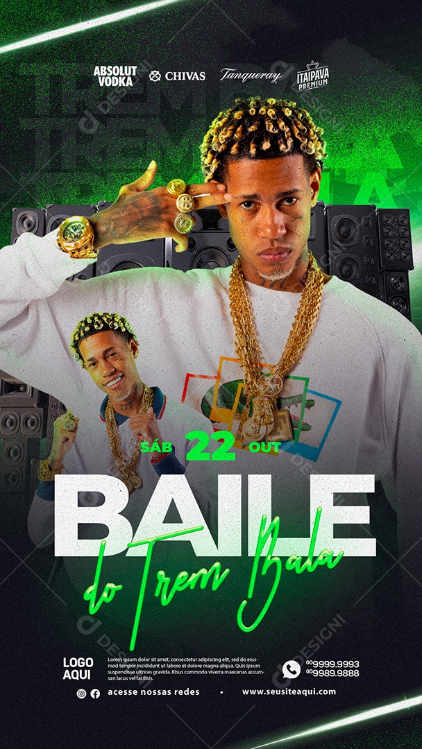 Story Social Media Flyer Baile do Trem Bala PSD Editável