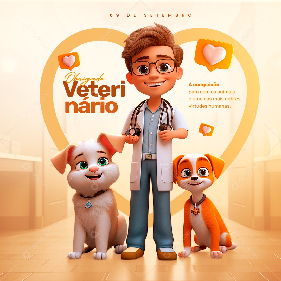 Social Media Obrigado Veterinário 09 De Setembro PSD Editável
