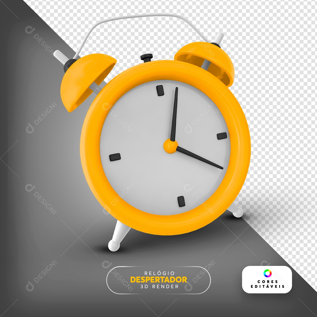 Elemento 3D Relógio Despertador Para Composição PSD
