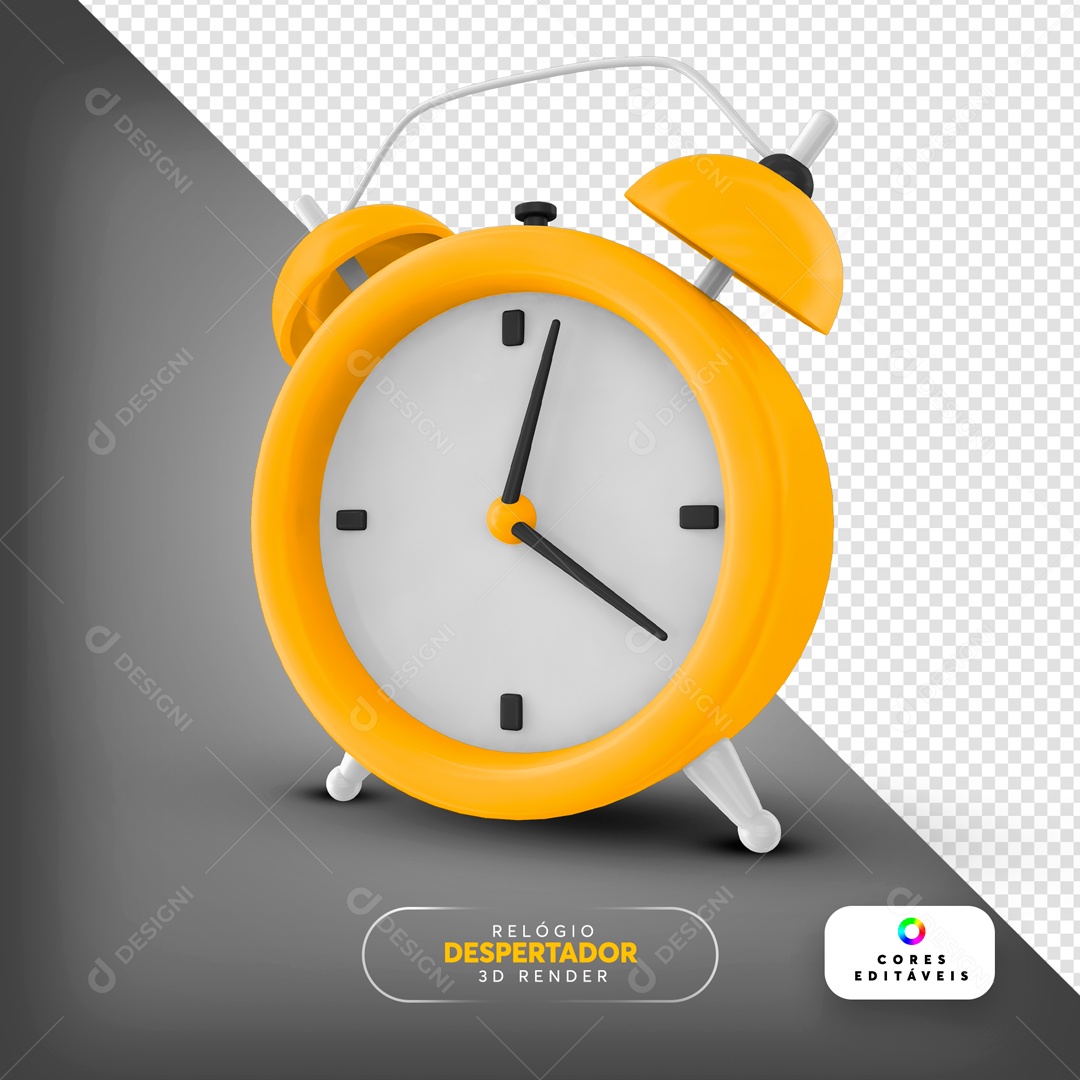 Elemento 3D Relógio Despertador Para Composição PSD