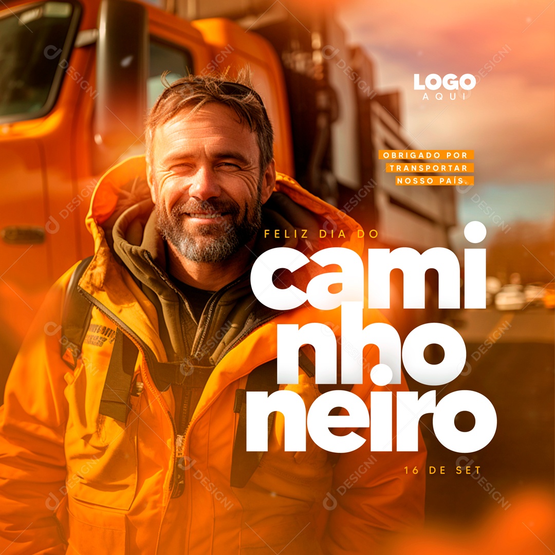 Social Media Feliz Dia Do Caminhoneiro 16 De Setembro PSD Editável