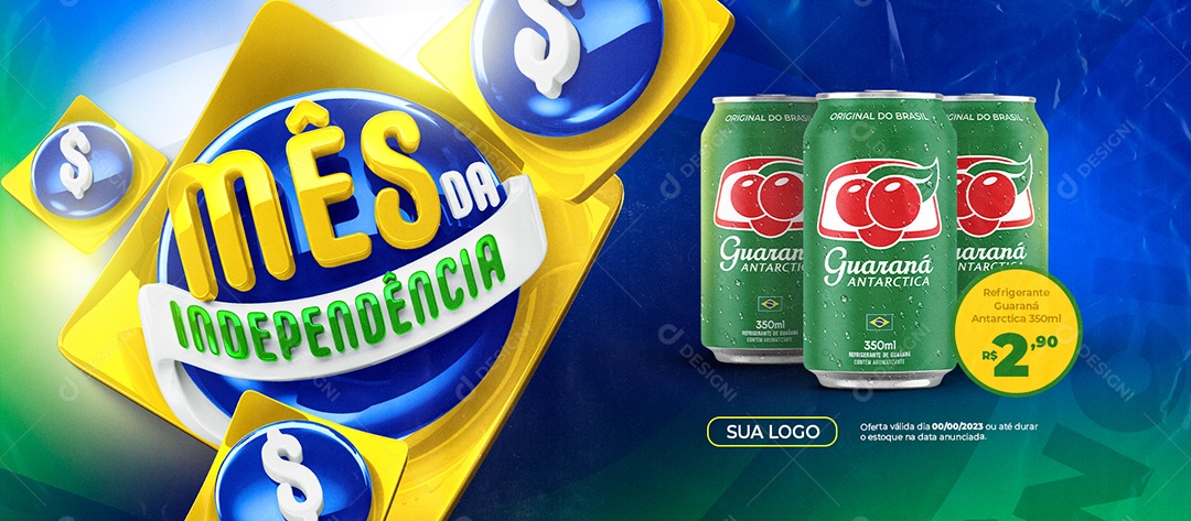 Social Media Banner Mês Da Independência Supermercado Refrigerante Guaraná Lata PSD Editável