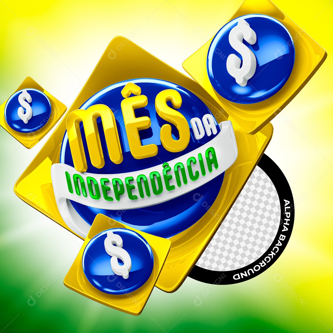Mês Da Independência Selo 3D para Composição PSD