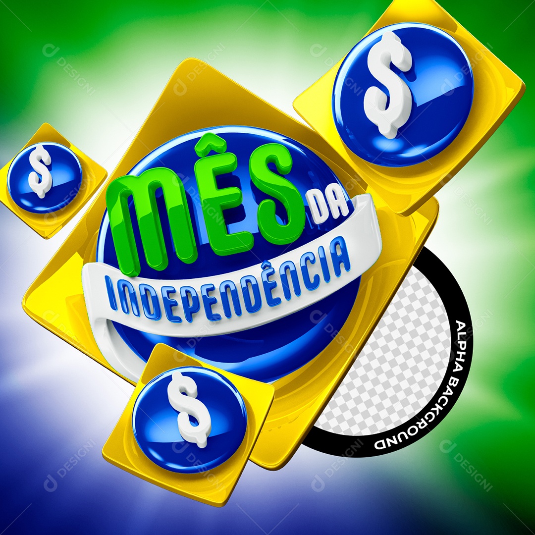 Mês Da Independência Selo 3D para Composição PSD