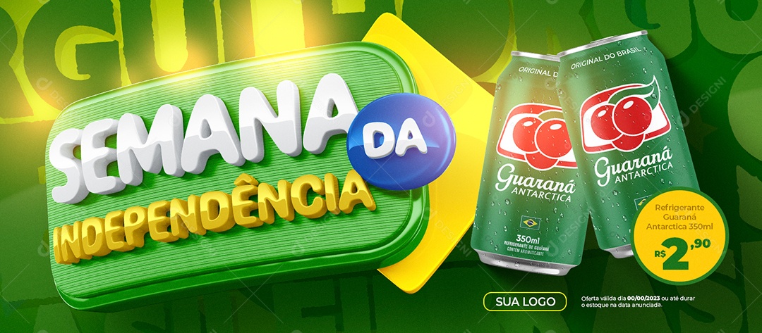 Social Media Banner Semana da Independência Supermercado Refrigerante Guaraná Lata PSD Editável