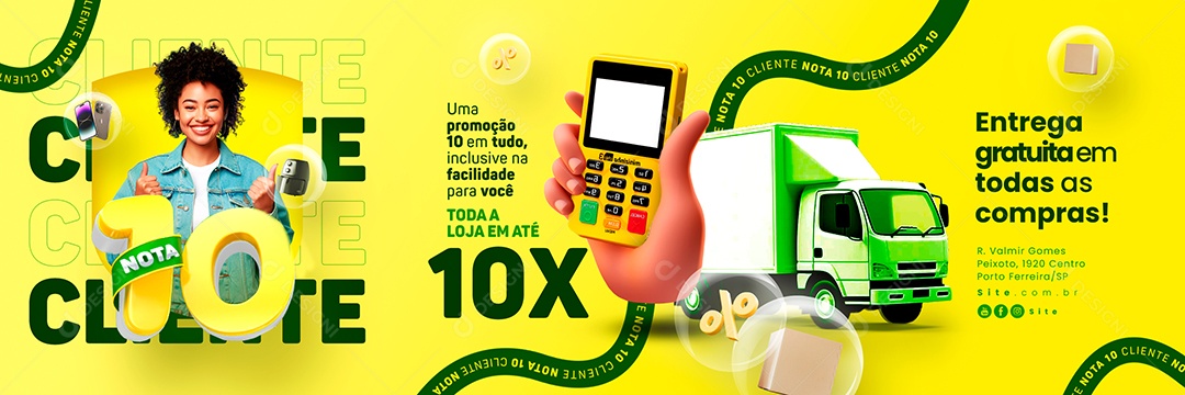 Campanha Publicitária Dia Do Cliente Carrossel Entrega Gratuita em Todas as Compras Social Media PSD Editável