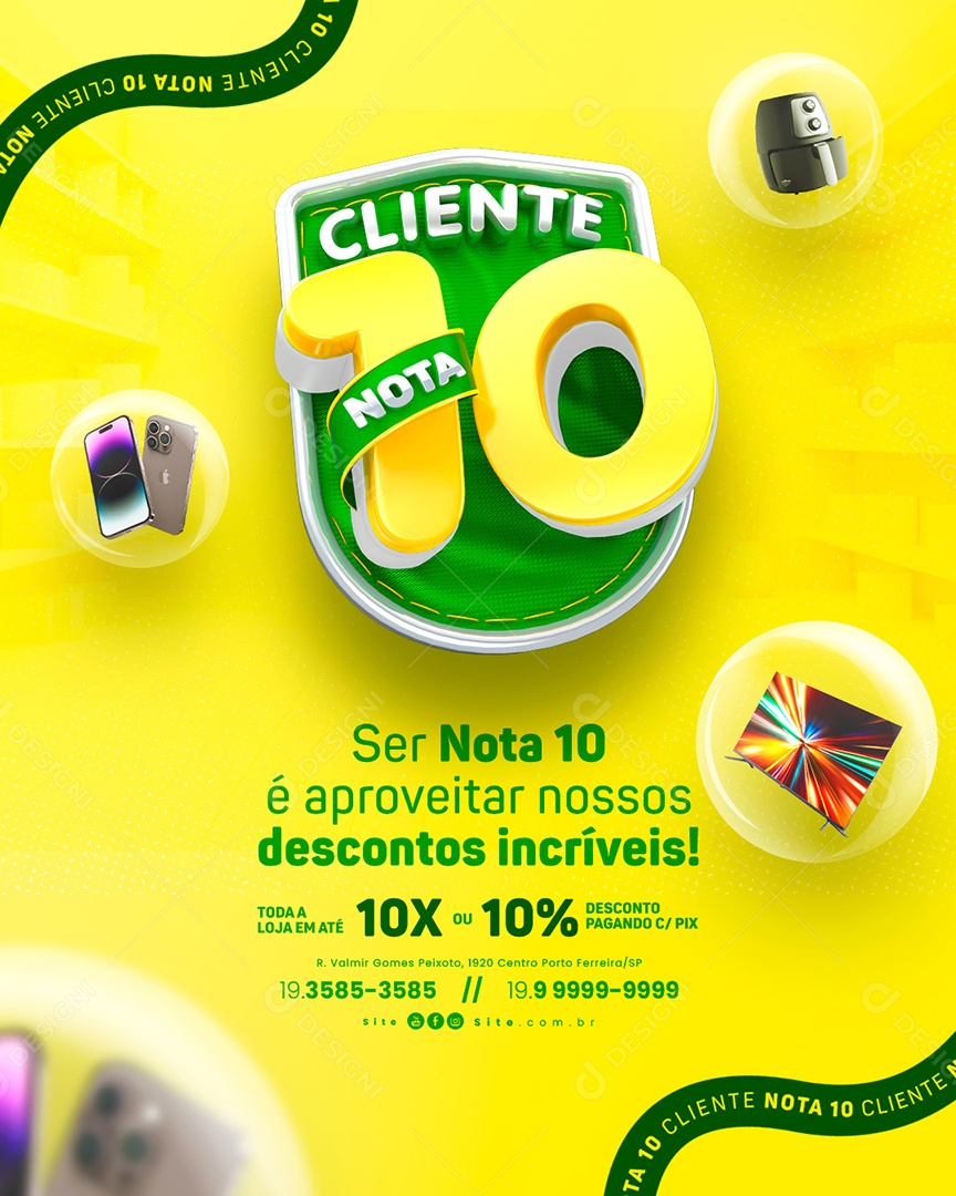 Campanha Publicitária Dia Do Cliente Ser Nota 10 é Aproveitar Nossos Descontos Social Media PSD Editável