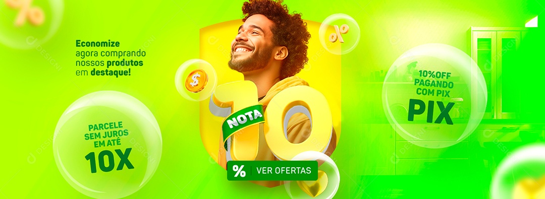 Campanha Publicitária Banner Dia Do Cliente 10% Off Pagando com Pix Social Media PSD Editável