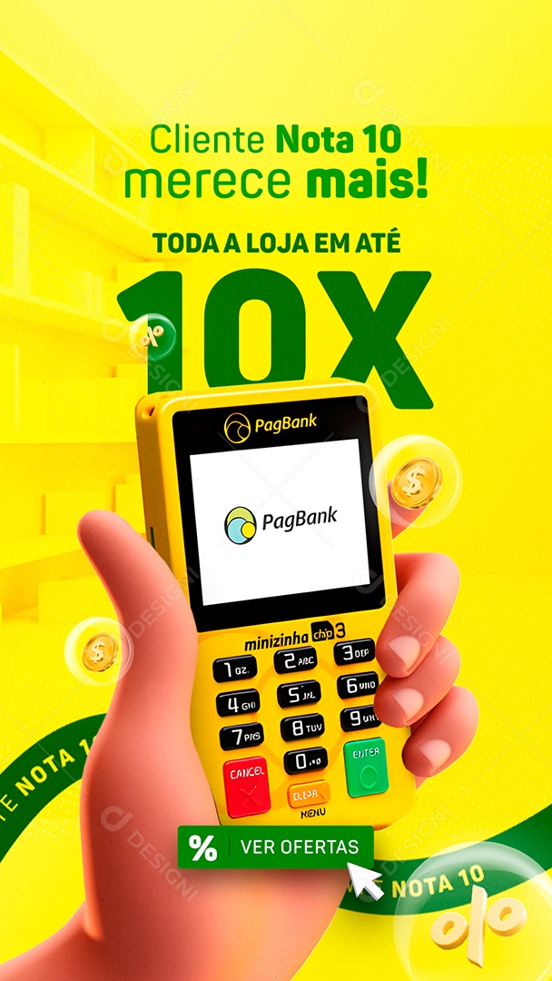 Story Campanha Publicitária Dia Do Cliente 10% Desconto Pagando com Pix Cliente Nota 10 Social Media PSD Editável