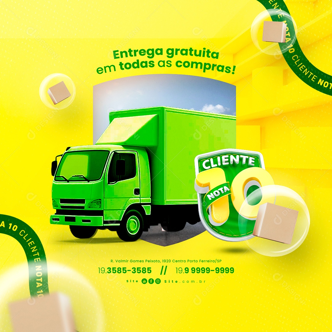 Campanha Publicitária Dia Do Cliente Entrega Gratuita em Todas as Compras Social Media PSD Editável