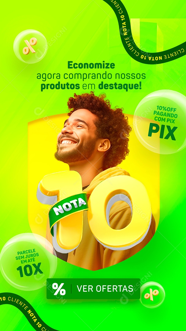 Story Campanha Publicitária Dia Do Cliente 10% Off Pagando Com Pix Social Media PSD Editável