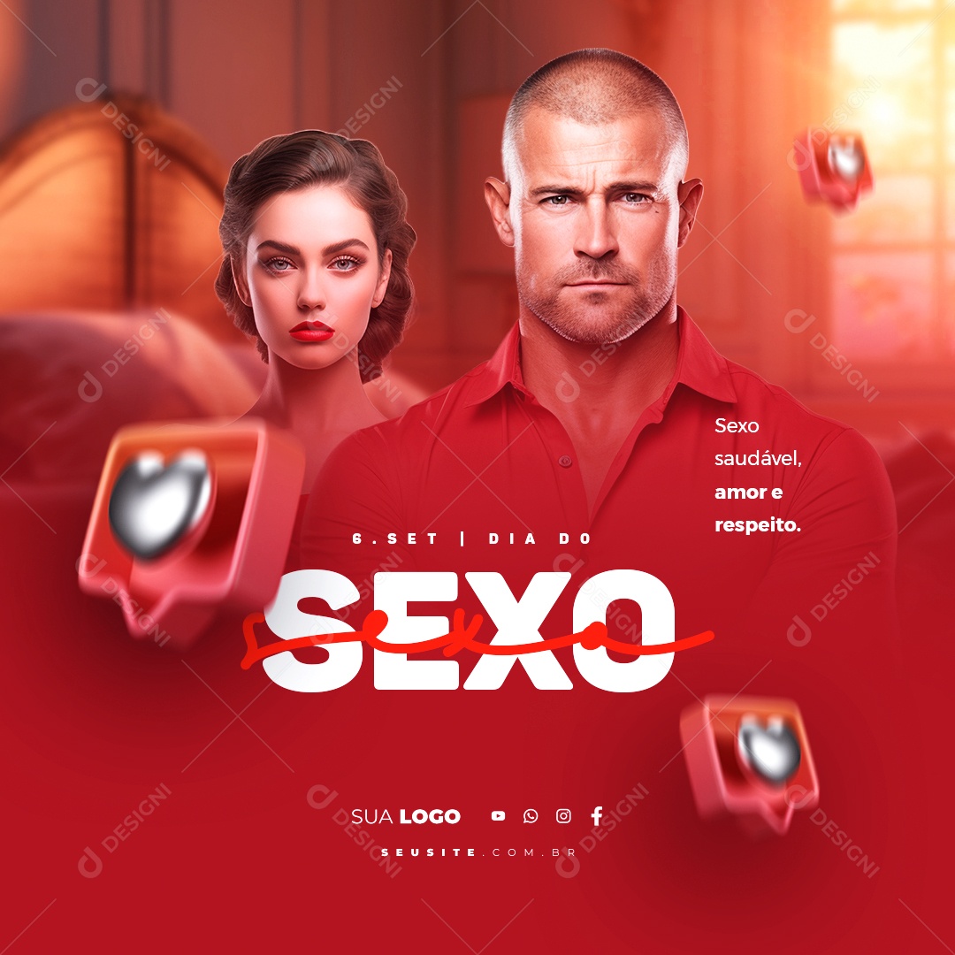 Dia do Sexo Sexo Saudável Amor e Respeito Social Media PSD Editável