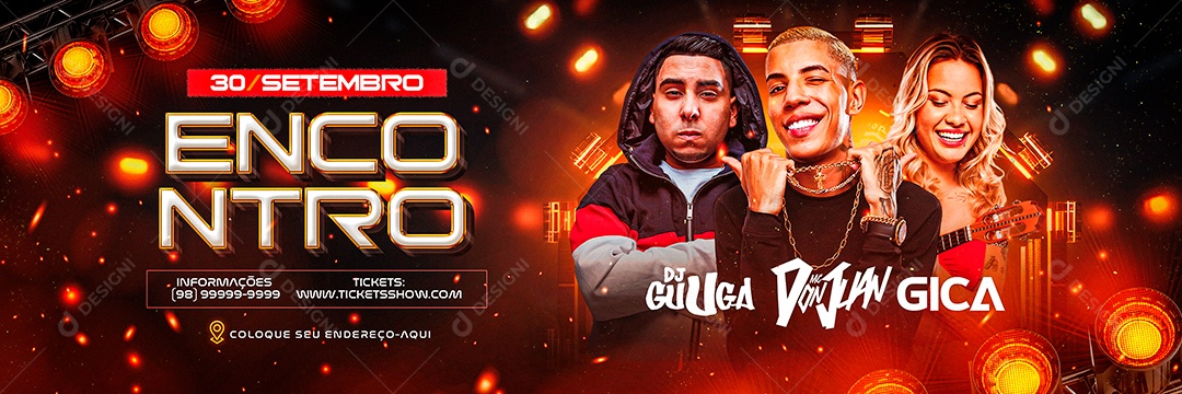 Carrossel Encontro Flyer DJ Guuga Mc Don Juan Gica Social Media PSD Editável