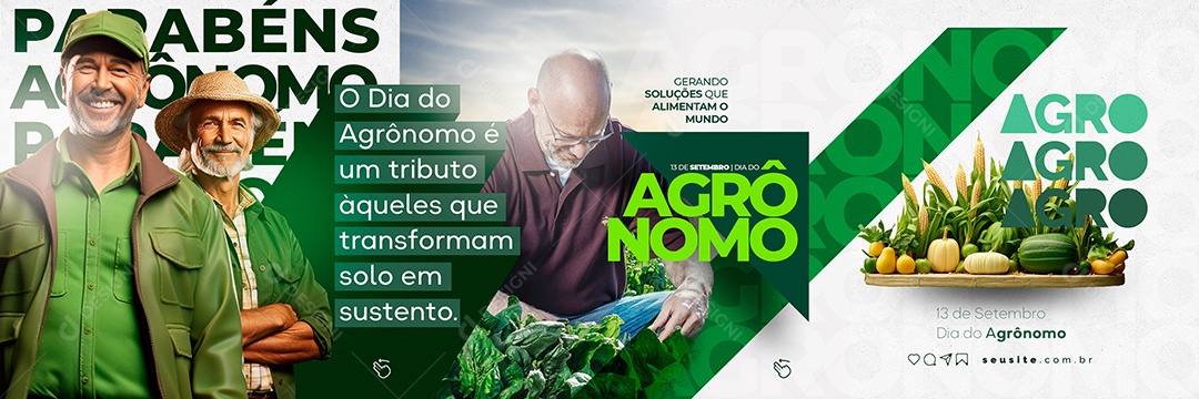 Carrossel Dia do Agrônomo 13 de Setembro Social Media PSD Editável