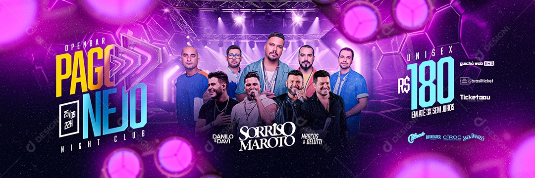Carrossel Flyer Pago Nejo Night Club Danilo E Davi Sorriso Maroto Marcos & Belutti Social Media PSD Editável