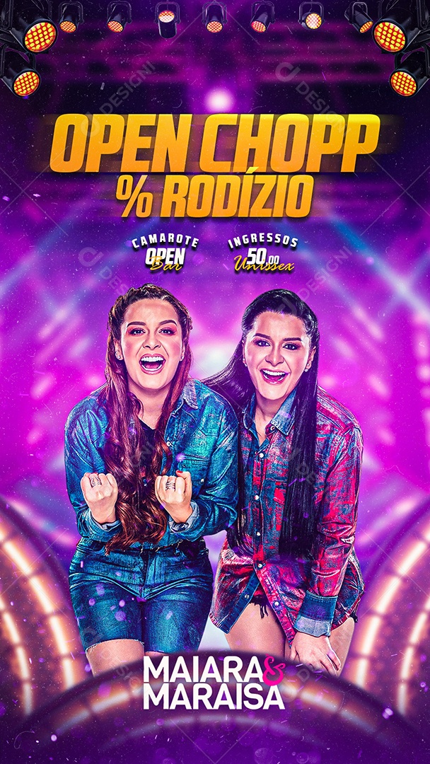 Story Open Chopp % Rodízio Flyer Maiara & Maraisa Social Media PSD Editável