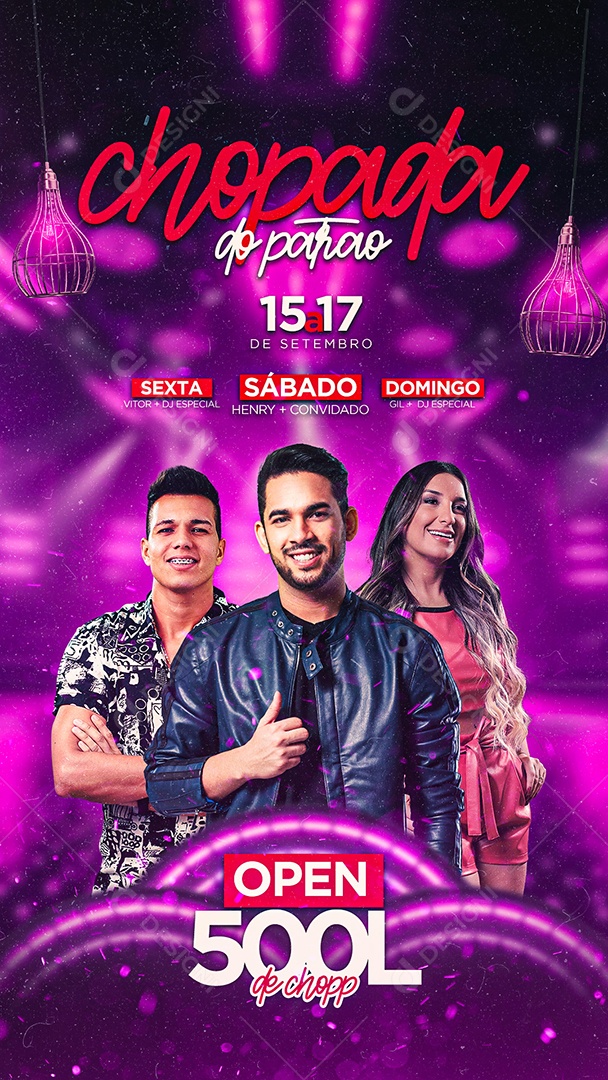 Story Chopada do Patrão Flyer Vitor Fernandes Henry Freitas Gil Mendes Social Media PSD Editáve