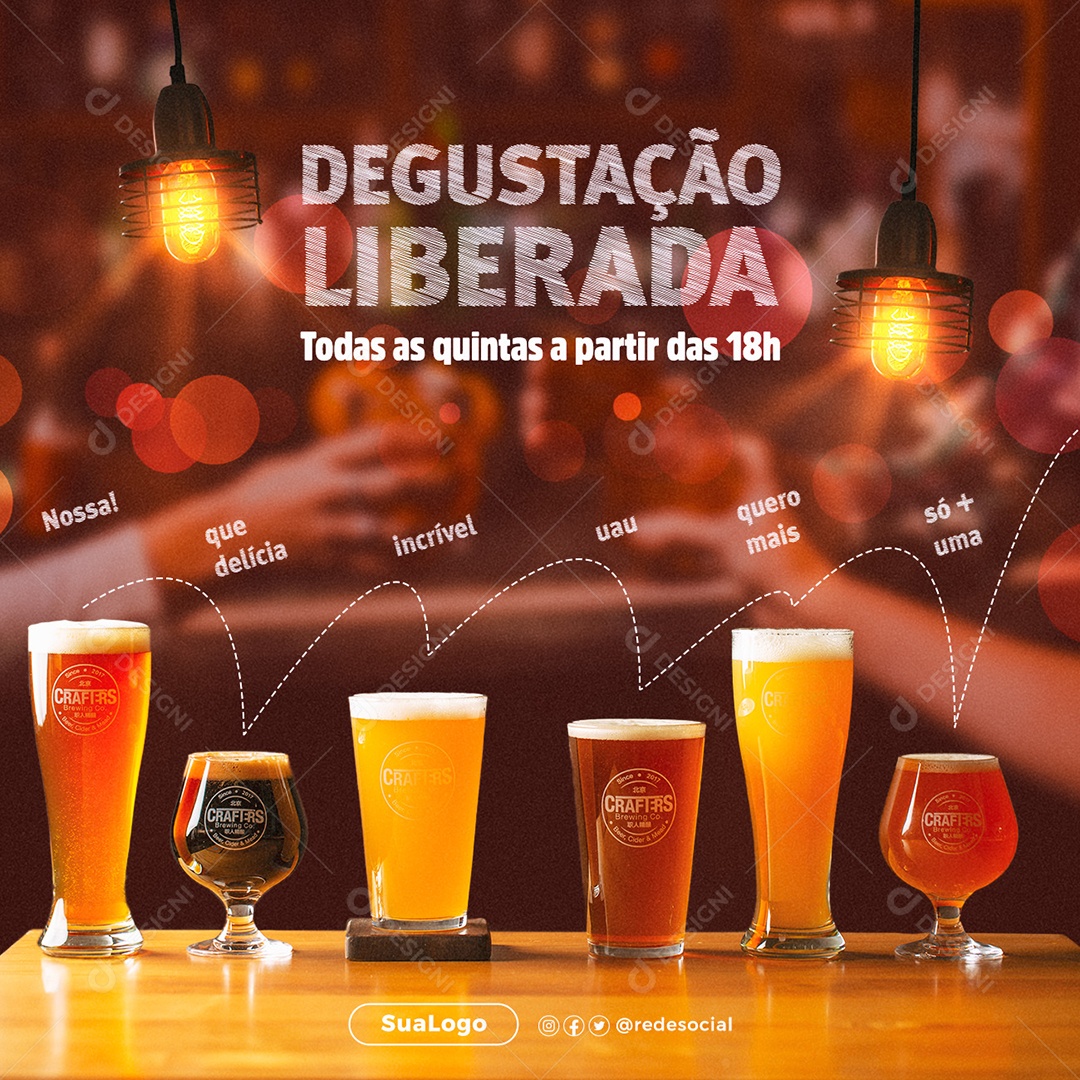 Cervejaria Degustação Liberada Todas As Quintas Social Media PSD Editável