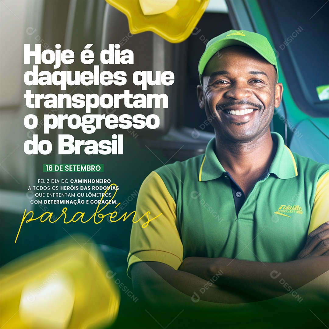 Social Media Determinação e Coragem Dia Do Caminhoneiro PSD Editável