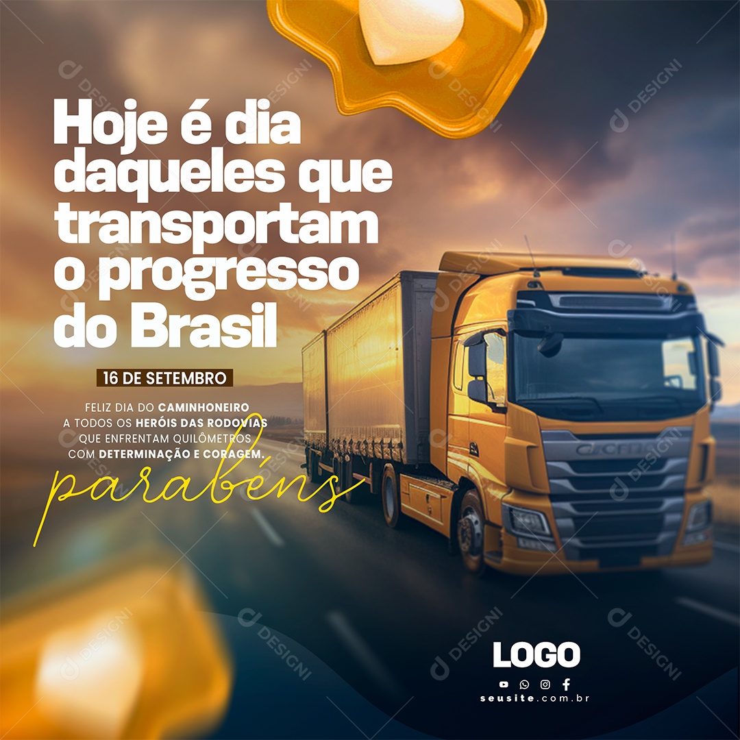 Heróis Da Rodovia Dia Do Caminhoneiro Social Media PSD Editável