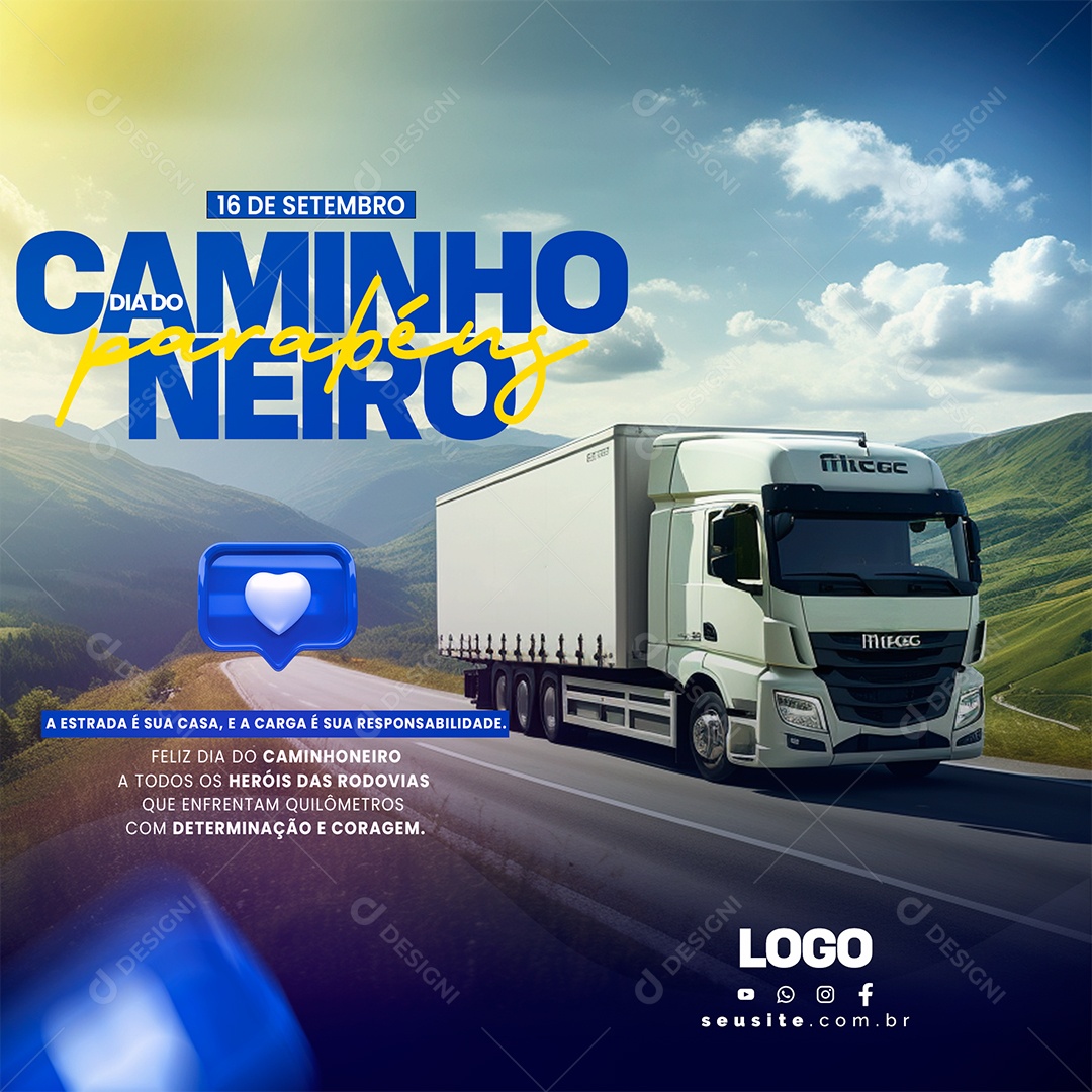 Parabéns Dia Do Caminhoneiro 16 De Setembro Social Media PSD Editável