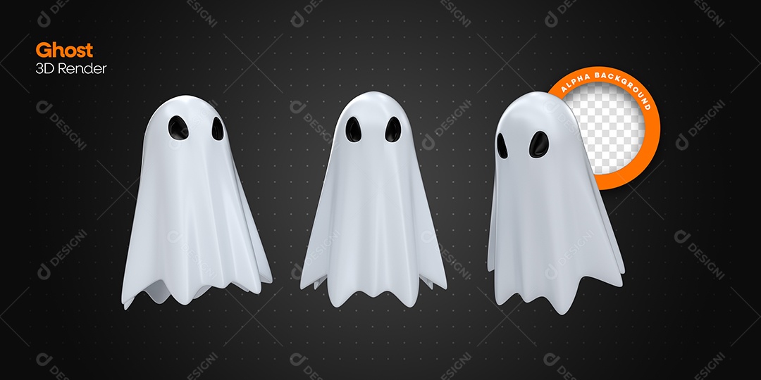 Fantasmas de Halloween Elemento 3D para Composição PSD