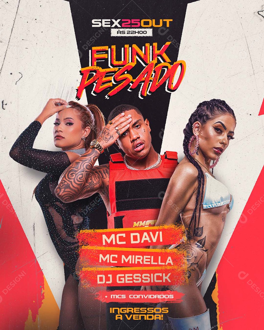 Social Media Flyer Feed Funk Pesado PSD Editável