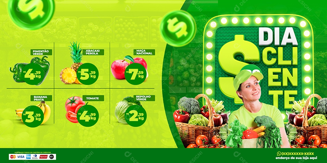 Social Media Banner Encarte HortiFruti Dia Do Cliente PSD Editável