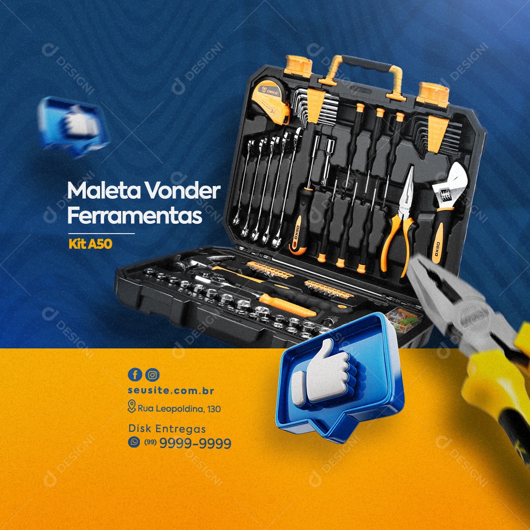 Materiais de Construção Maleta Vonder Ferramentas Kit A50 Social Media PSD Editável