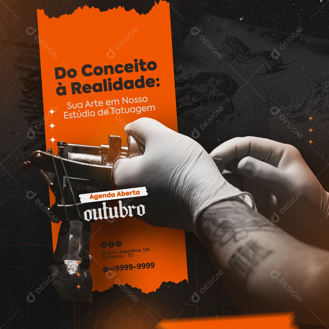 Tatuagem Do Conceito à Realidade sua Arte em Nosso Estúdio de Tatuagem Social Media PSD Editável