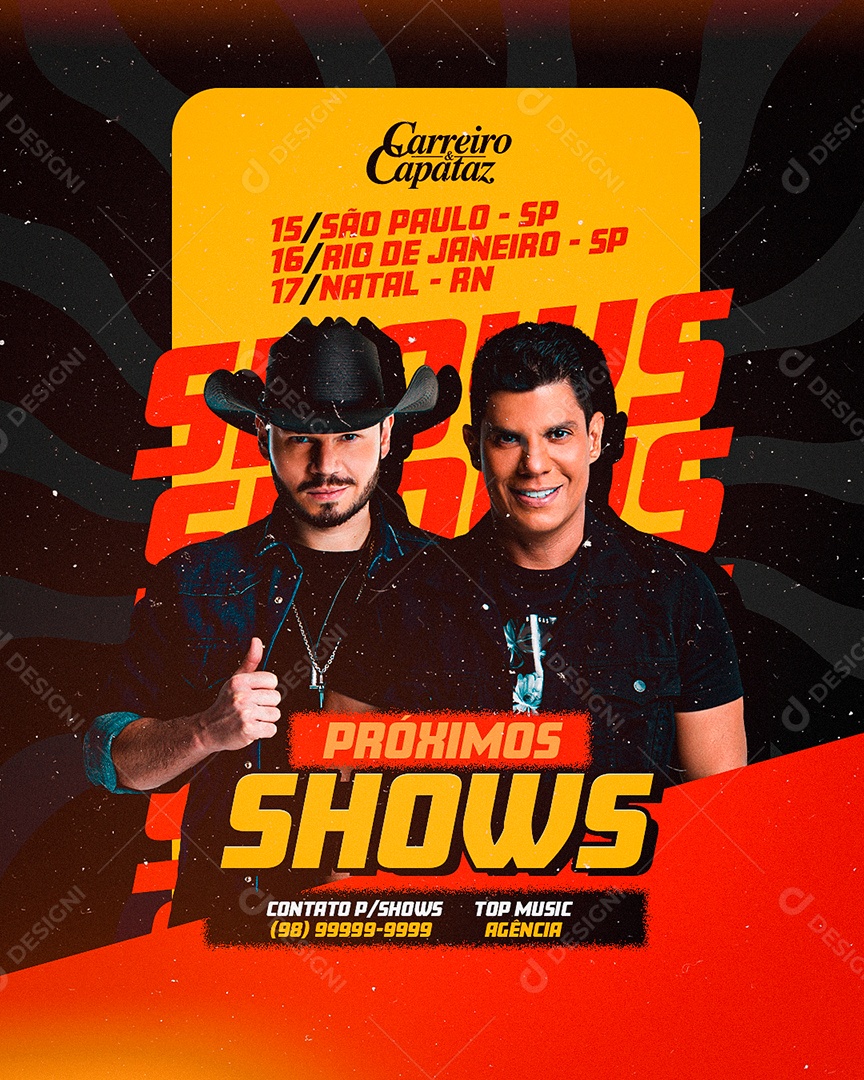 Próximos Shows Flyer Carreiro & Capataz Social Media PSD Editável