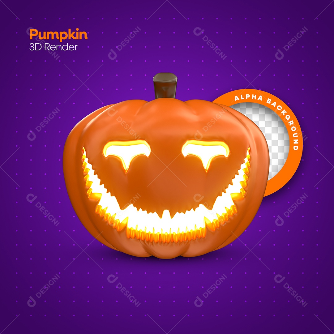 Abóbora de Halloween Elemento 3D para Composição PSD