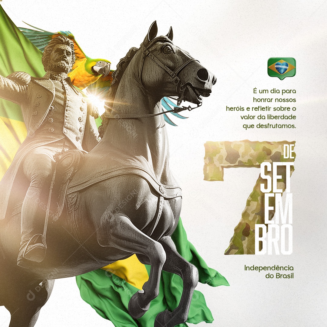 Dia Da Independência do Brasil É Um Dia para Honrar nossos Heróis Social Media PSD Editável
