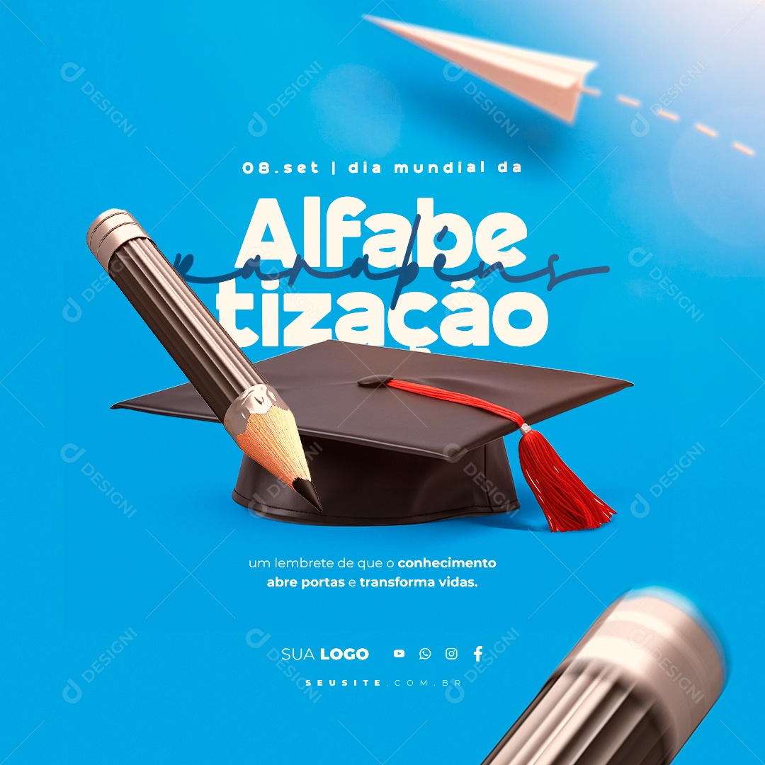Dia Mundial da Alfabetização 08 de Setembro Social Media PSD Editável