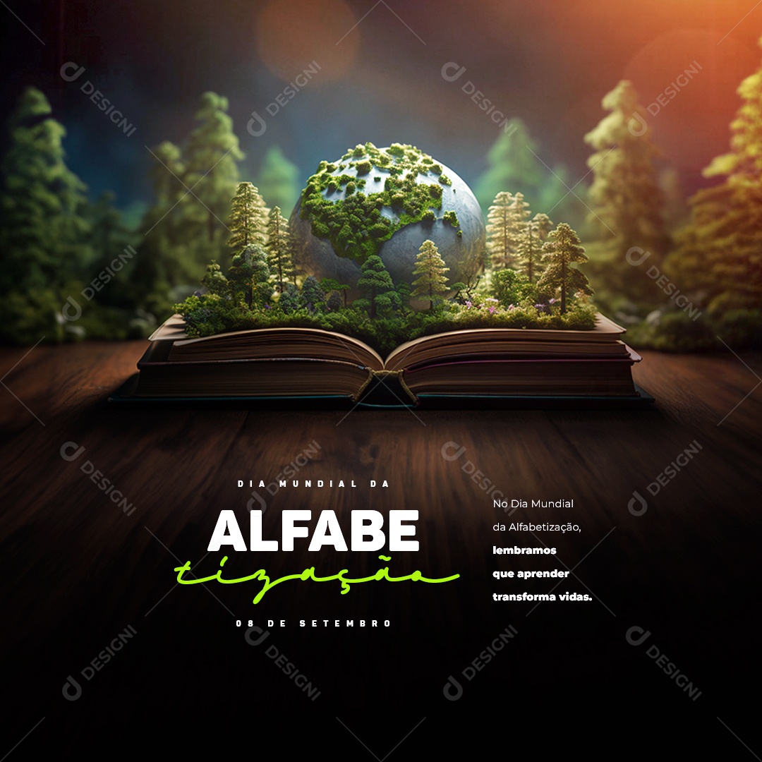 Dia Mundial da Alfabetização Lembramos que Aprender Transformar Vidas Social Media PSD Editável