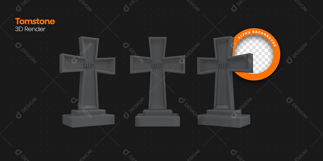Multiple Cross-Shaped Headstone 3D Element for PSD Composition