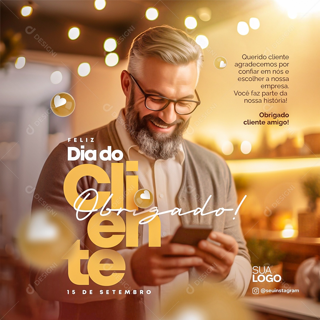 Feliz Dia Do Cliente Parabéns Social Media PSD Editável