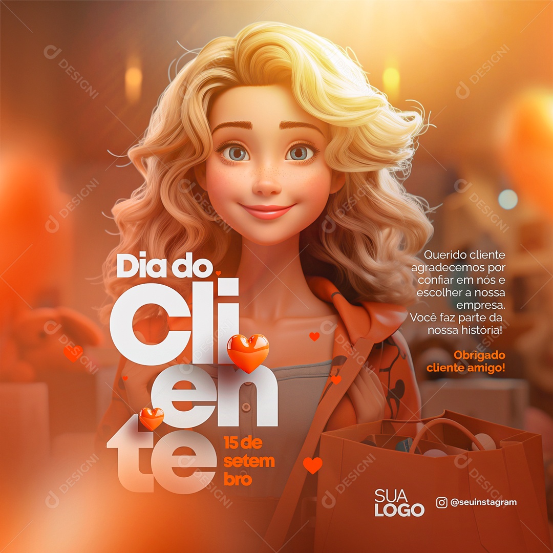 Social Media Dia Do Cliente Parte da Nossa História PSD Editável