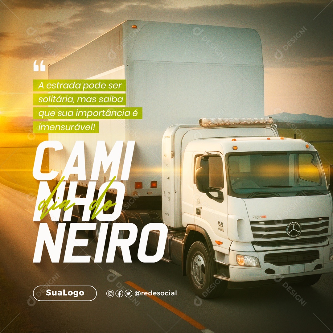 Social Media Importância é Imensurável Dia Do Caminhoneiro PSD Editável