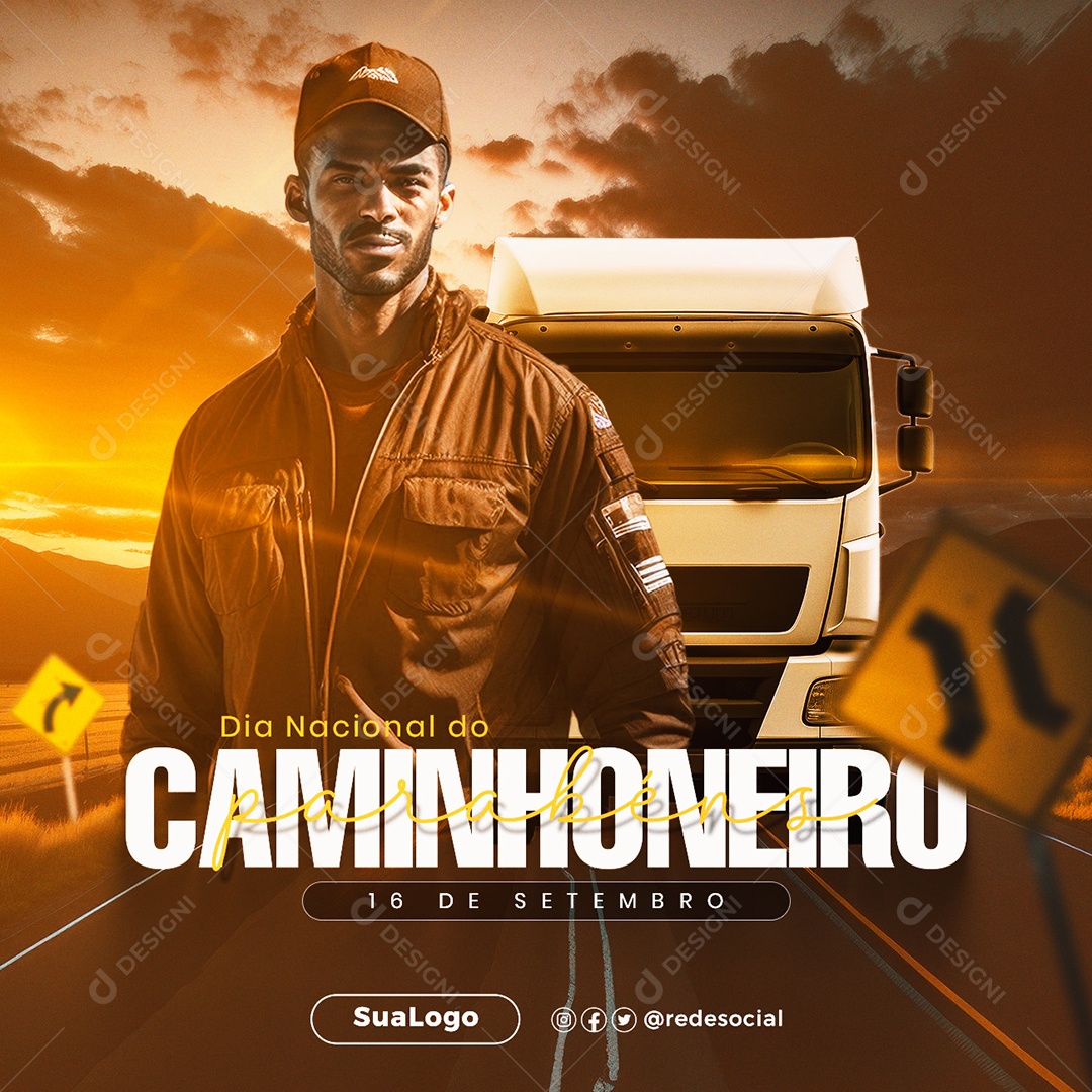 Dia Nacional Do Caminhoneiro Parabéns Social Media PSD Editável