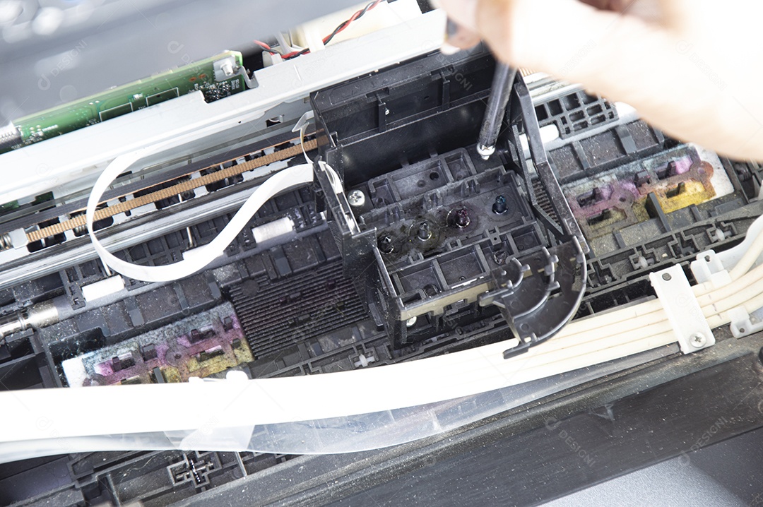 Vista superior de fixação de cabeçote de impressão