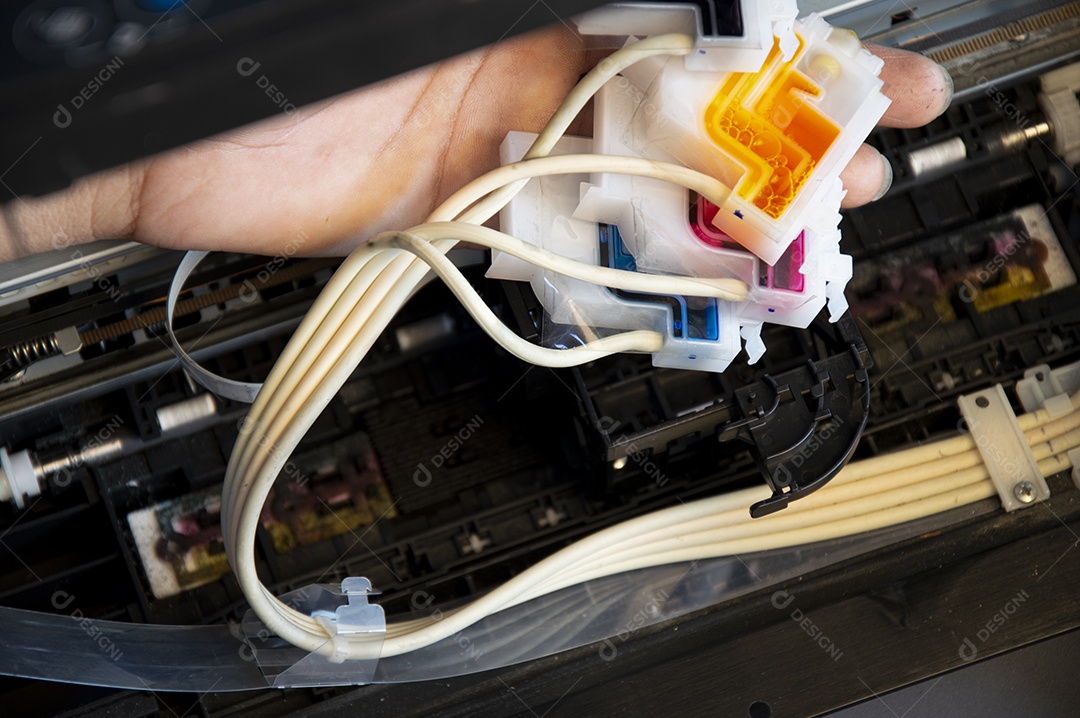 Vista superior de fixação de cabeçote de impressão