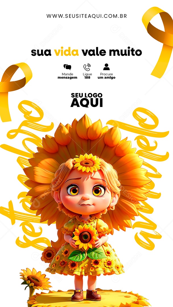 Social Media Story Sua Vida Vale Muito Setembro Amarelo PSD Editável