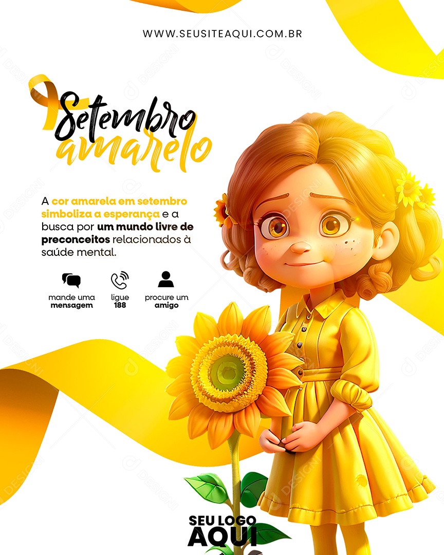 Feed Amarelo Simboliza a Esperança Setembro Amarelo Social Media PSD Editável