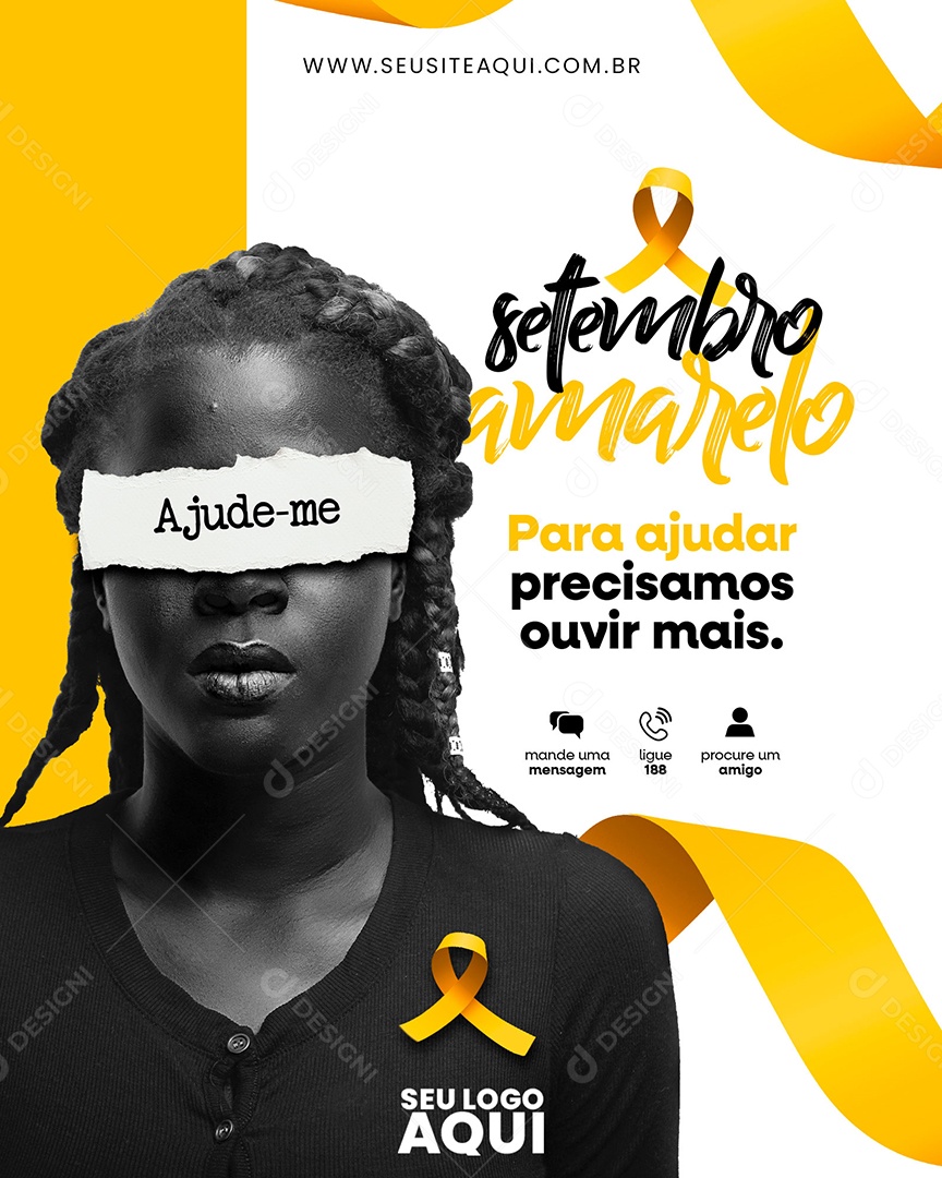 Social Media Feed Setembro Amarelo Ajude-me PSD Editável