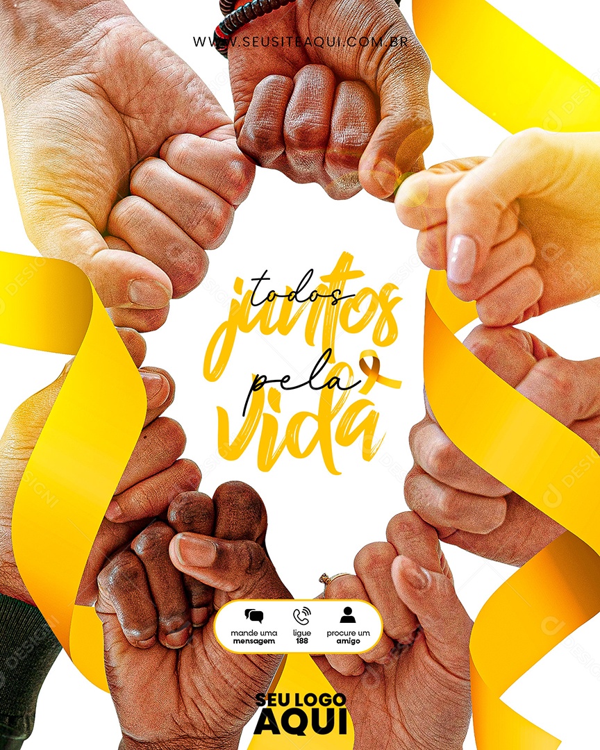 Feed Todos Juntos Pela Vida Setembro Amarelo Social Media PSD Editável