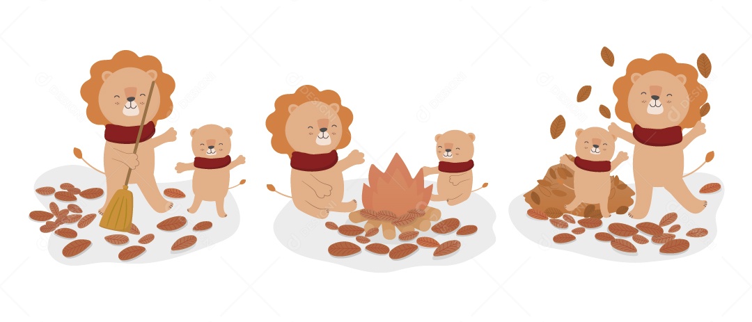 Animais Ilustrações de Outono Vetor EPS