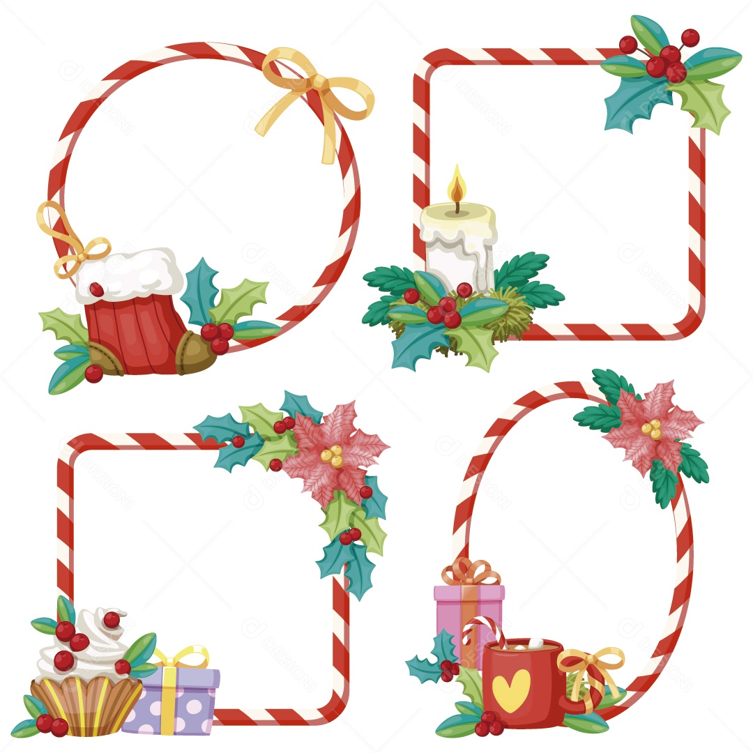 Conjuntos Molduras de Natal Vetor EPS