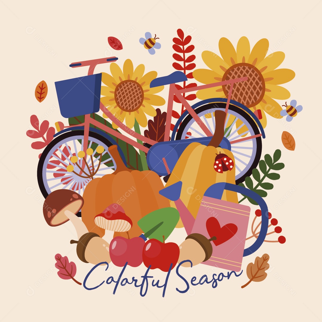 Dia do Outono 21 de Março Ilustração Vetor EPS